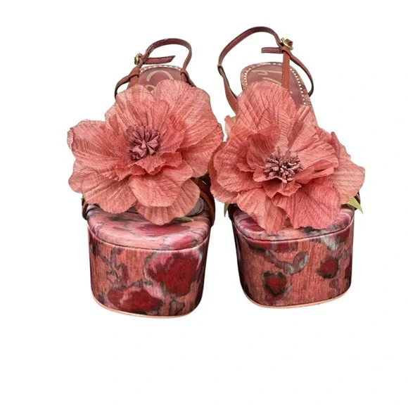 Circus NY by Sam Edelman Siena Flower Platform Sandals Merlot Red Heels 6 - Picture 3 of 16